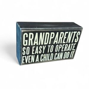 Grandparents Wood Block Sign - Black & Cream
